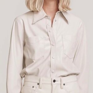 Agolde Paloma Vegan leather shirt , Cream, Size L